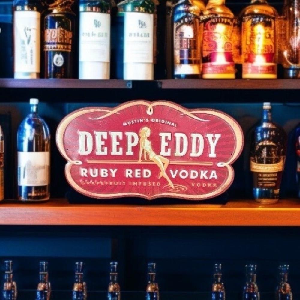 Deep Eddy Vodka Bar Sign 3D Betty Logo Metal Wall Decor 18x10 Ruby Red Austin